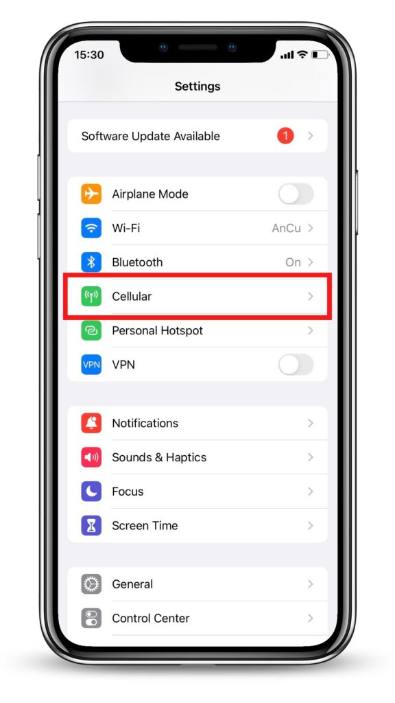 Step 1: Settings > Cellular