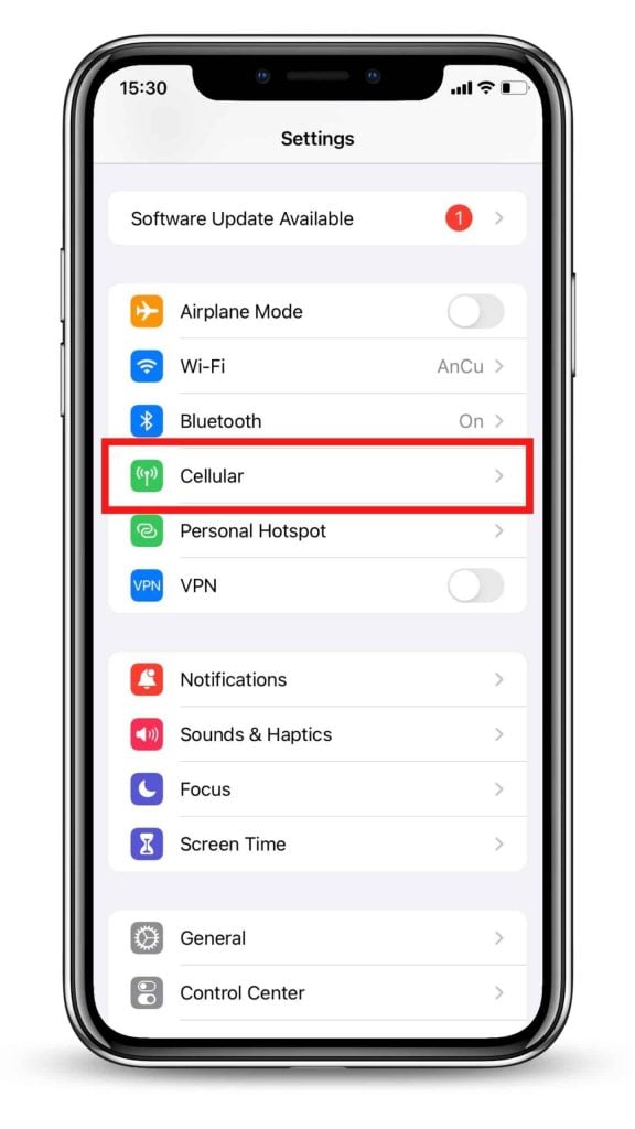 Step 1: Settings > Cellular