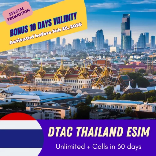 dtac Thailand eSIM unlimited 30 days promotion