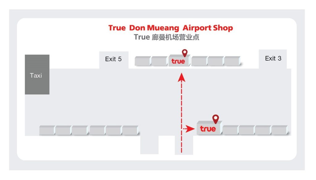 Location of TrueMove H sim card at DMK airport