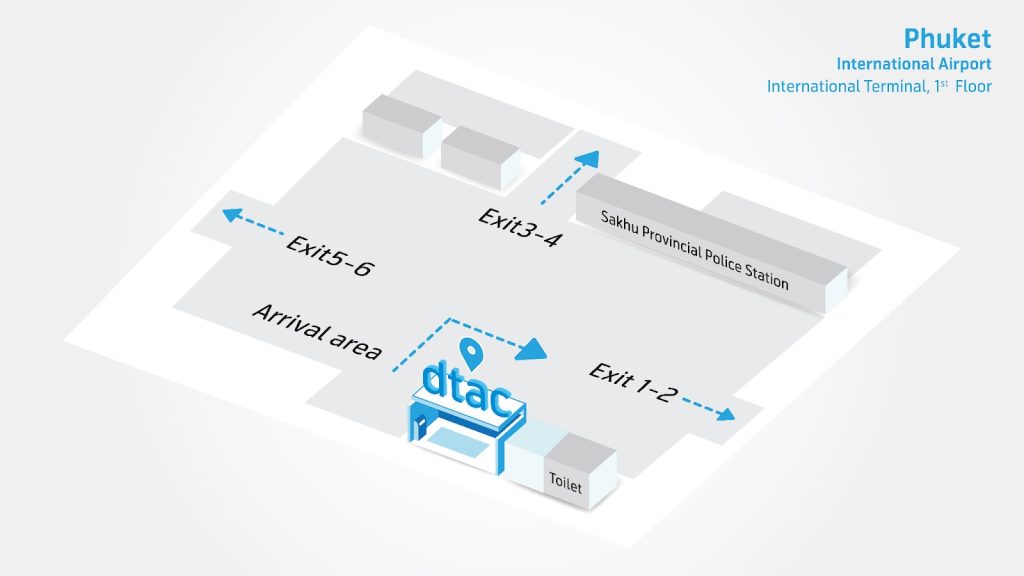 Location of DTAC booth at Phuket International Airport