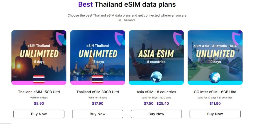 Best Thailand esim plans for tourists before getting at BKK airport